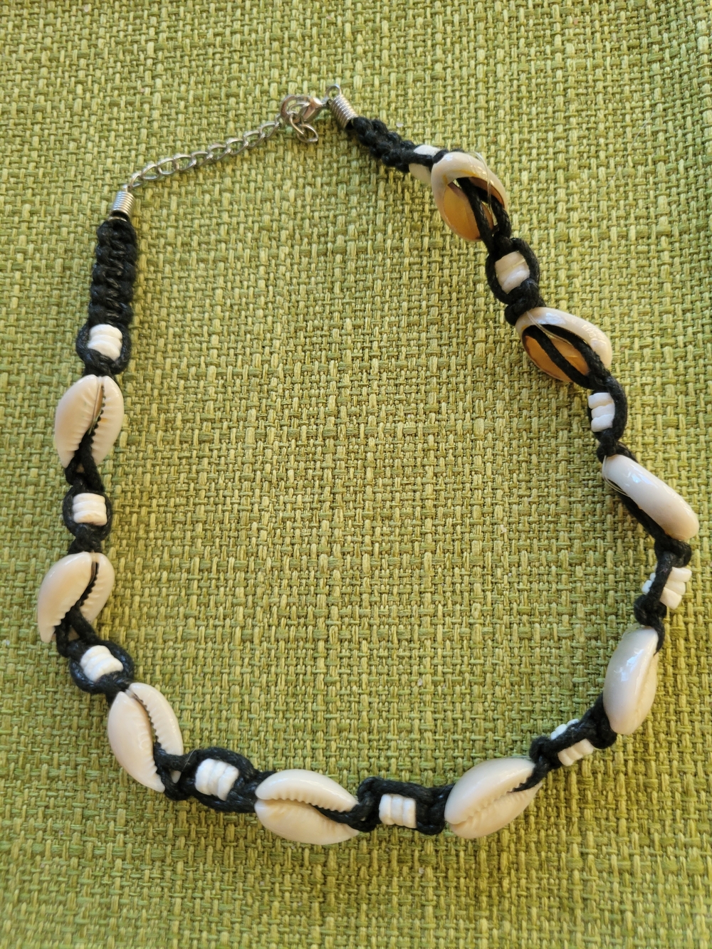 Handmade Black and White Cowrie Shell Choker Necklace